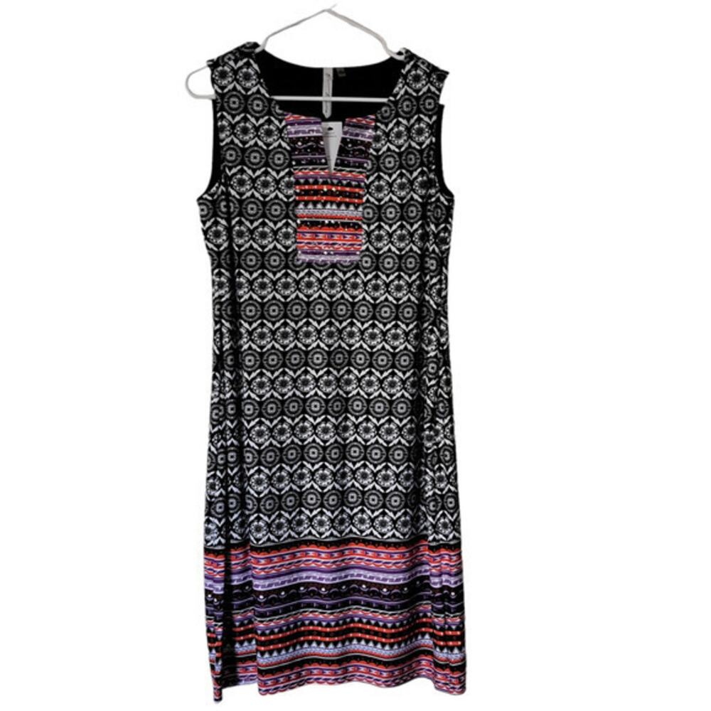 NY Collection Womens Lined Sleeveless‎ V neck Mini A-line Dress Black Sz S